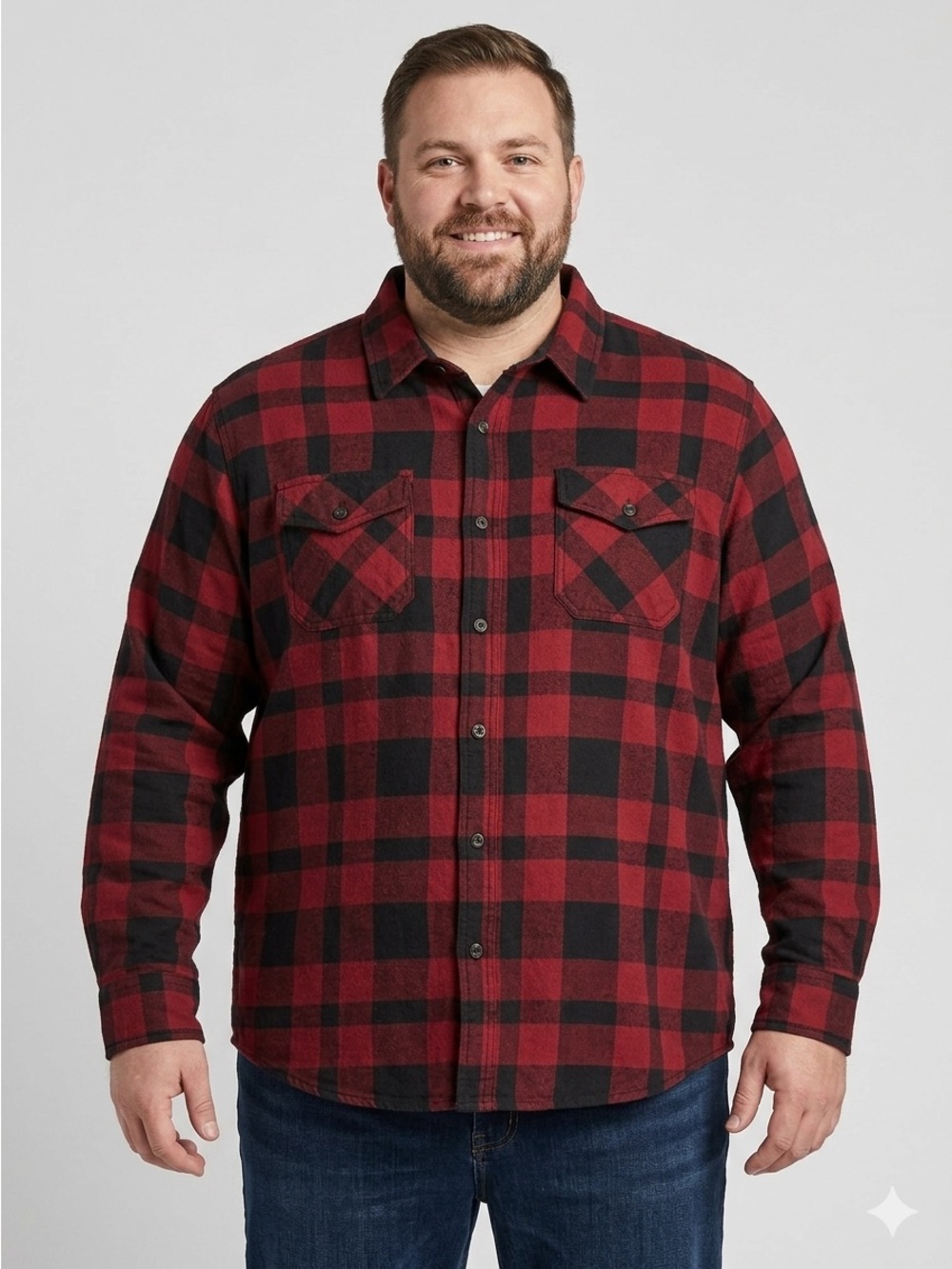 American Giant Shacket xxl Red and Black Buffalo Plaid Button-Up Shirt Jack Size